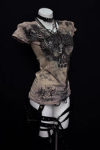 Printed Ruched Slim T-shirt