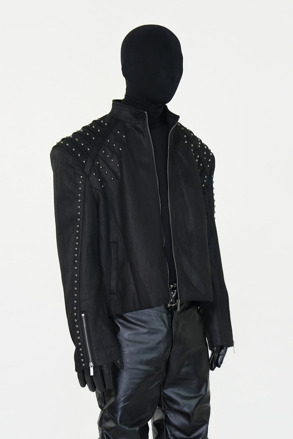 Studded Shoulder Oversized Faux Leather Jacket