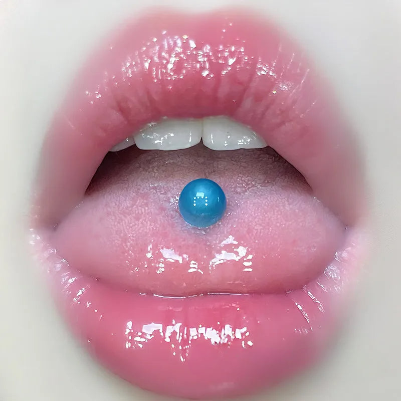 Transparent Opal Titanium Steel Tongue Ring Secondary image
