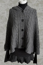 Cable Knit Hooded Cape Sweaters