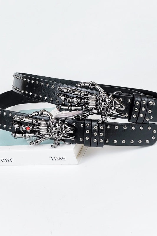 Dark Skull Red Heart Hand Buckle Belt Main image