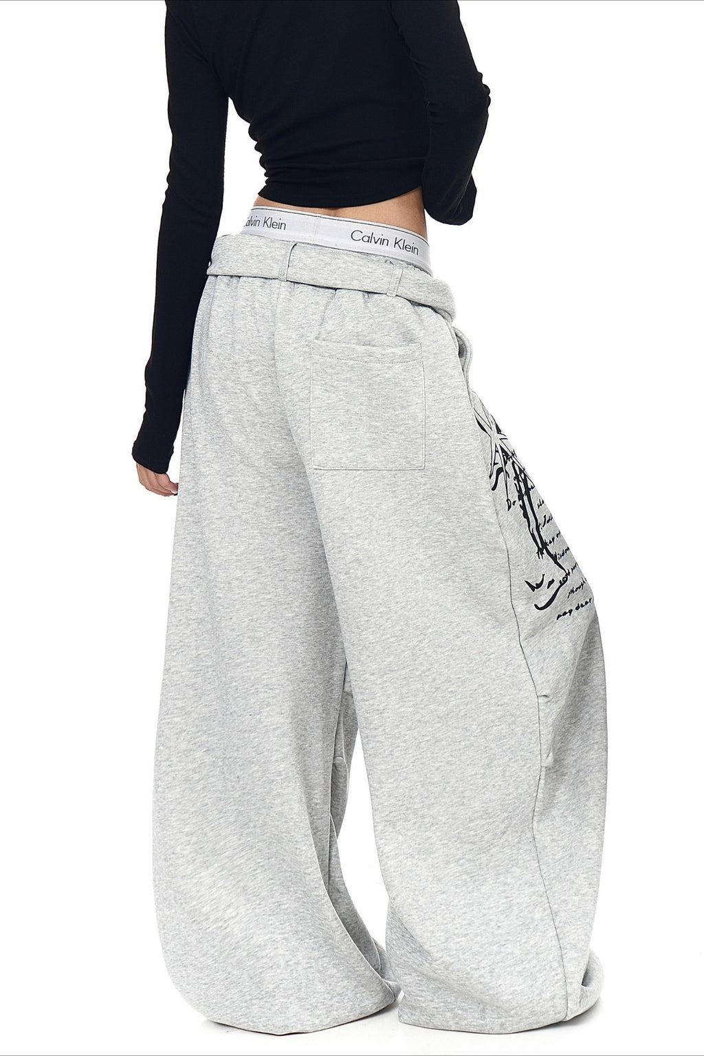 Punk Gradient Cross Fleece Wide Pants