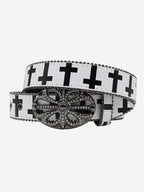 Gothic Punk Cross Inlaid Leather Belt