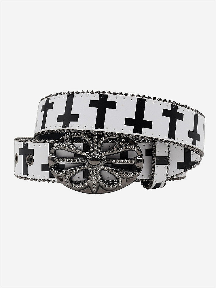 Gothic Punk Cross Inlaid Leather Belt