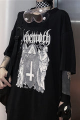 Gothic Retro Graphic Print Oversized T-Shirt