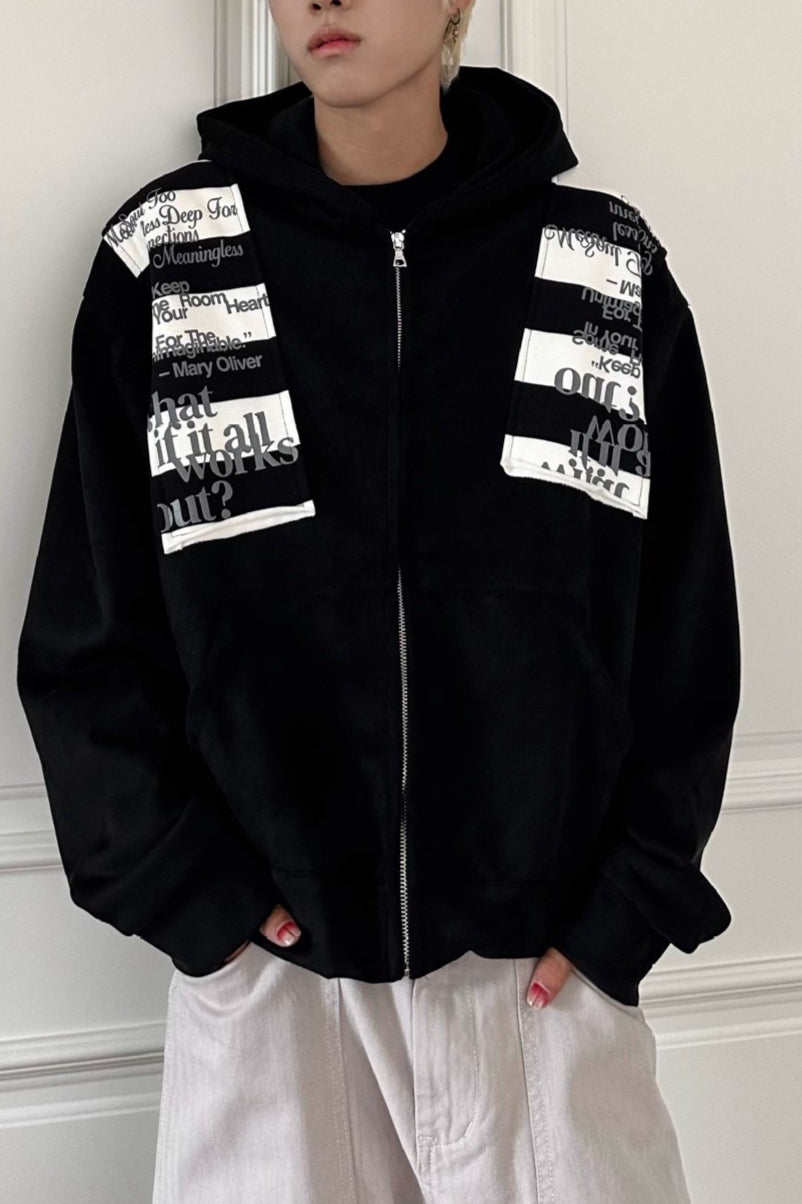 Graphic Patch Zip Up Hoodies