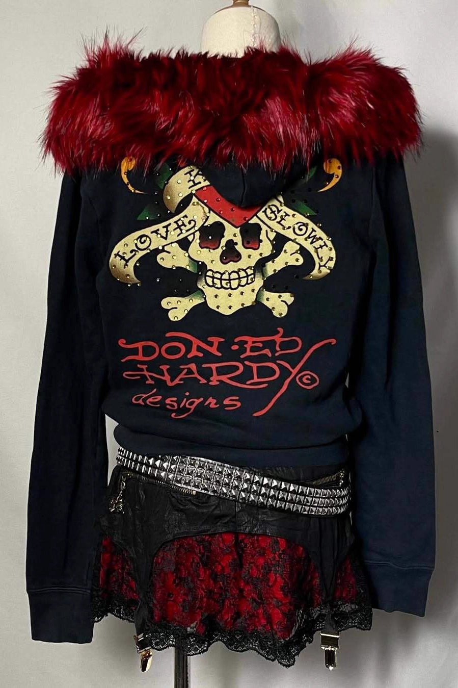 Skull Graphic Contrast Trim Hoodies