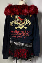 Skull Graphic Contrast Trim Hoodies