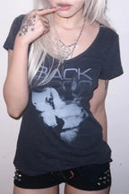 Edgy Portrait Print Slim Fit T-shirt