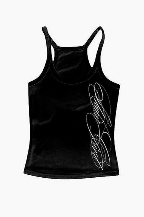 Y2K Script Letter Print Tank Top