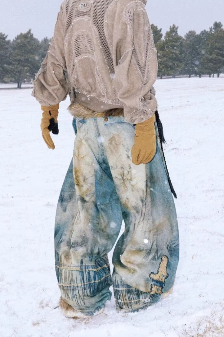 Trendy Hole Patched Denim Pants Secondary image
