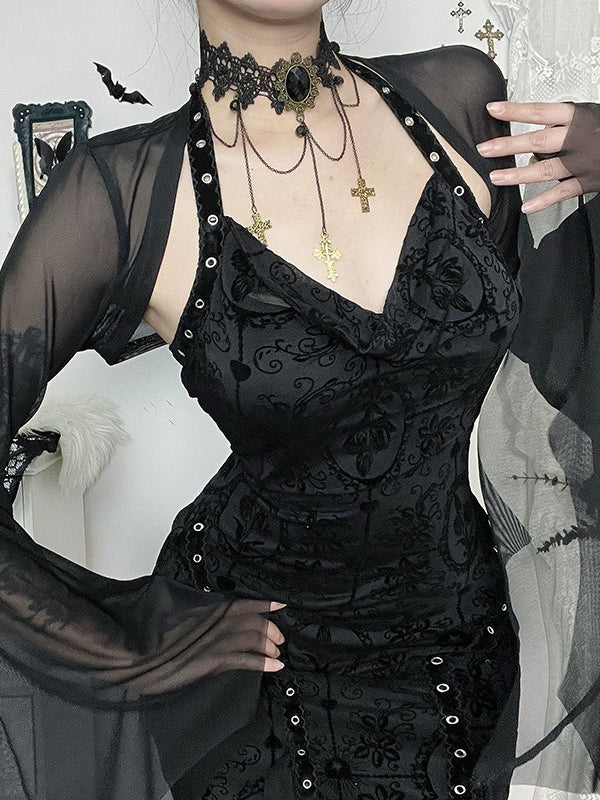 Gothic Batwing Sleeve Mesh Coat
