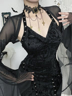 Gothic Batwing Sleeve Mesh Coat