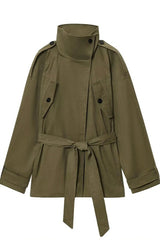 Stylish Street Elegant Cotton Belted Trench Coat