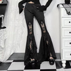 Gothic Lace Ruffle Black Pants