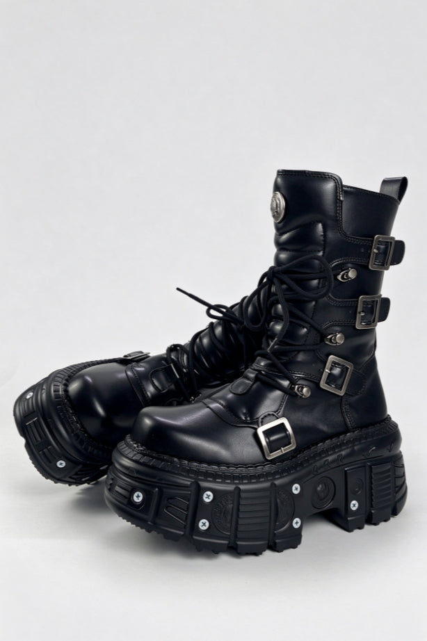 Metal Detail Lace Up Platform Boots