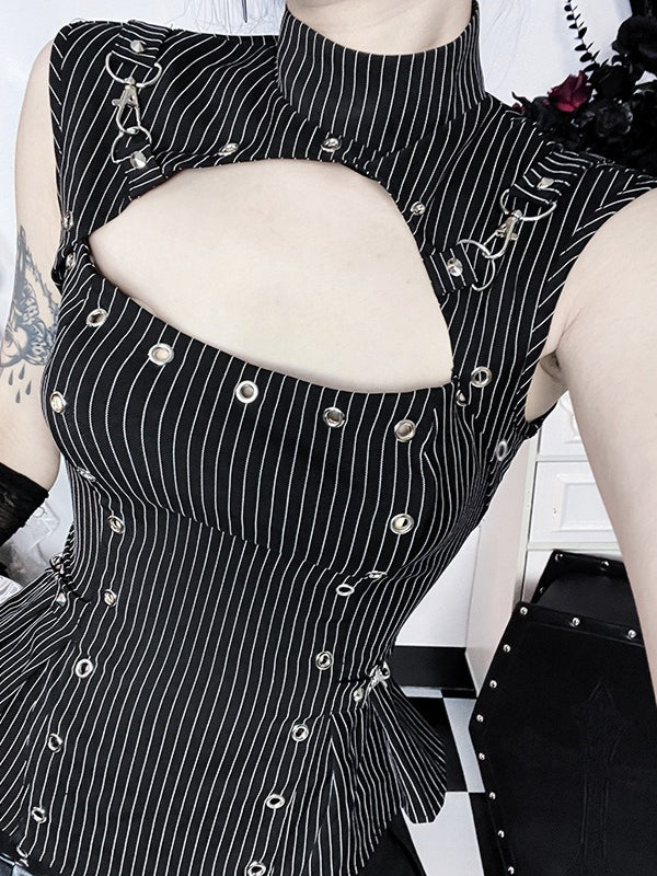 Retro Gothic Striped Tank Top
