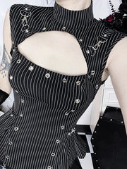 Retro Gothic Striped Tank Top