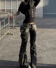 Distressed Stretch Bootcut Pants