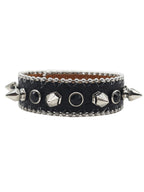 Exaggerated Leather Rivet Crystal Bracelet