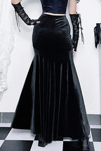 Steampunk Velvet Fishtail Grunge Long Skirt