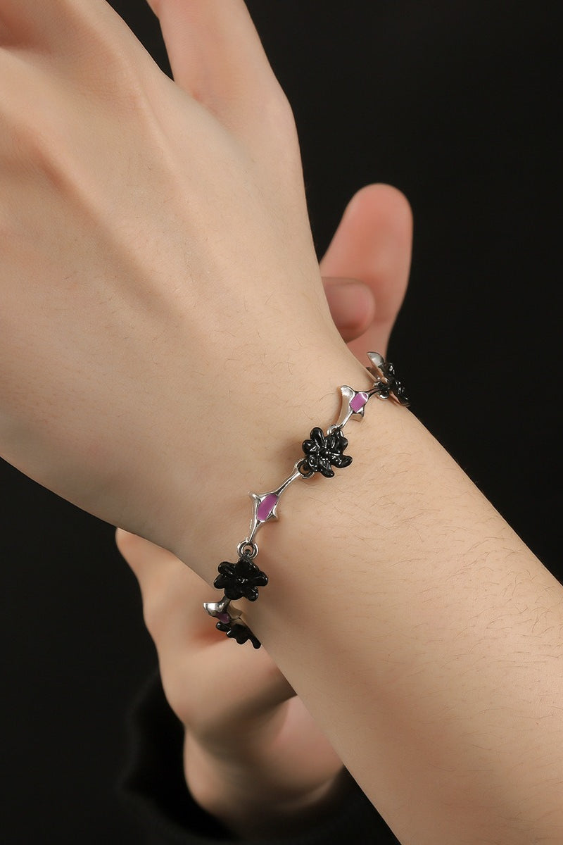 Dark Purple Black Floral Bracelet