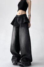 Peplum Overlay Wide Leg Pants