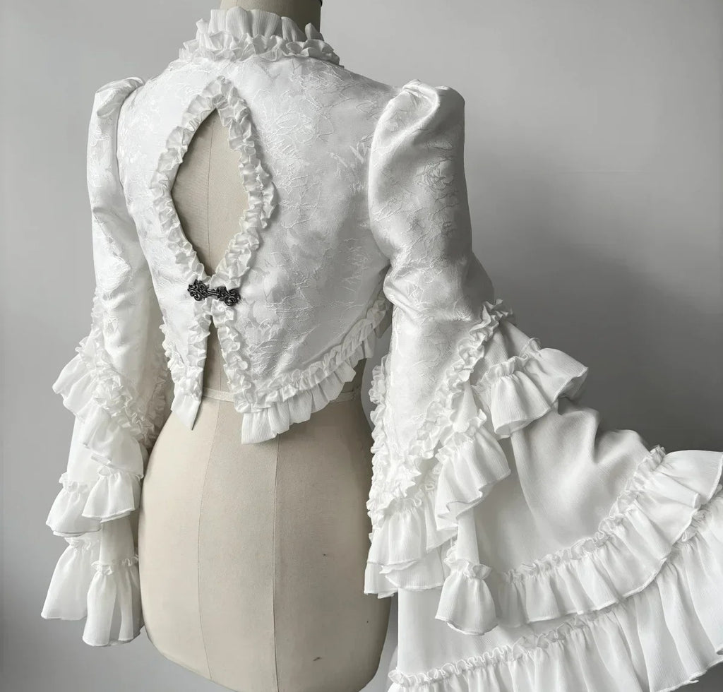 Gothic Horn Sleeve Ruffled Blouse