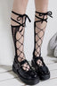 Hollow Gothic Cross-Strap Lolita Calf Socks