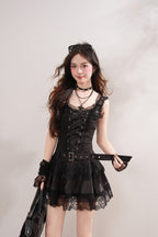 Black Gothic Lace Mini Dress
