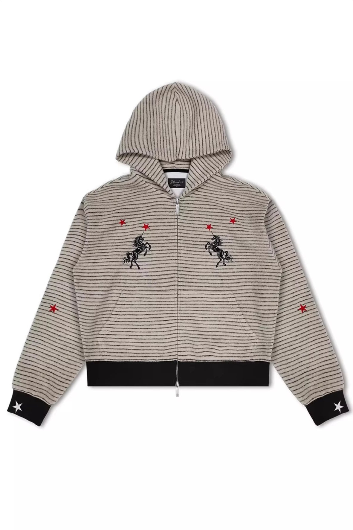 Horse Motif Star Striped Hoodies