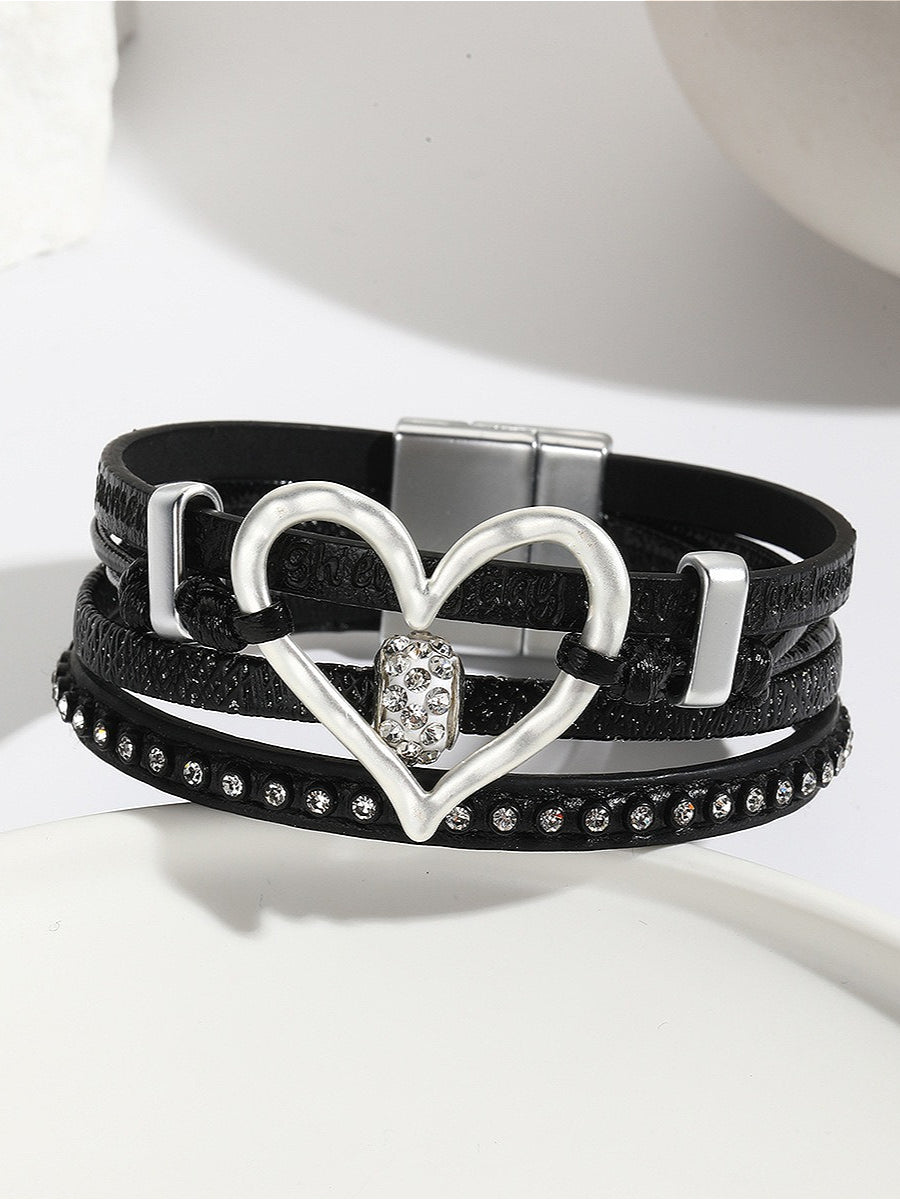 Cutout Heart Decor Y2K Leather Bracelet