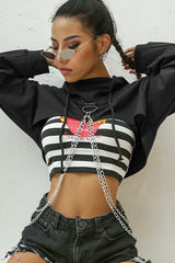 Street Style Chain Detail Hoodie