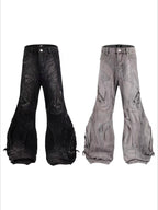 Cyber Punk Irregular Patchwork Curved Pants