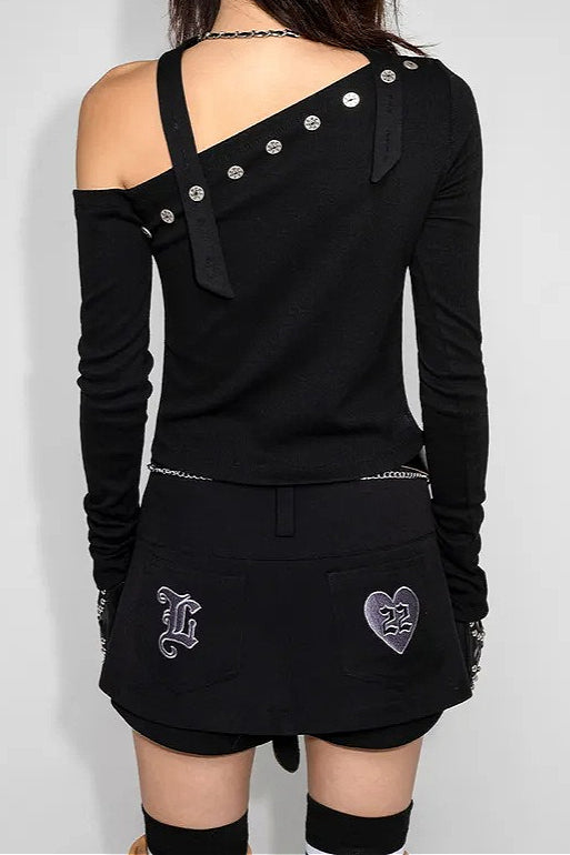 Street Punk Asymmetric Neck Halter Top