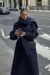 Vintage Striped Long Trench Coat