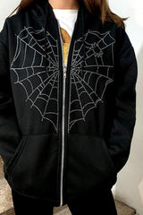 Gothic Spider Web Zip Up Hoodie