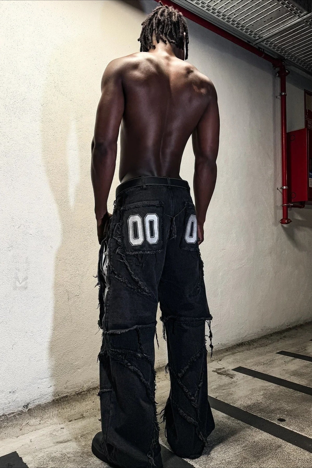 Zip Off Patchwork Wide Leg Cargo Jeans