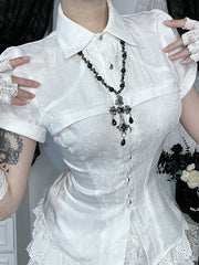 Alt Style Lace Splice Blouse