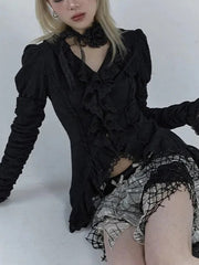 Vintage V-Neck Lace Blouse