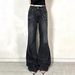 Black Studded Denim Pants
