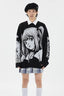 Black Streetwear Relaxed-Fit Knit Sweater