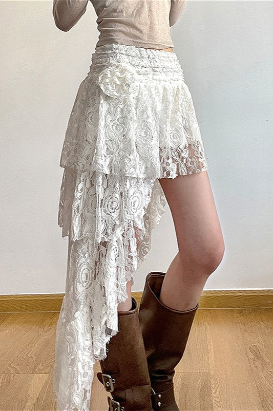 Lace Rose Crochet Irregular Skirt Main image