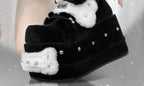 Suede Rivet Knee High Chunky Heeled Gothic Boot