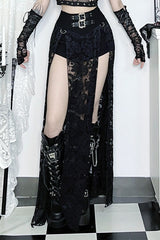 Gothic High Double Split Midi Skirt