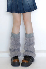 Solid Color Faux Fur Ribbed Cuff Leg Warmers