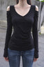 Cold Shoulder Ruched Front Crop Tops
