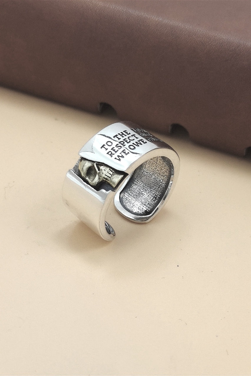 Retro Distressed Color Block Letter Skull Ring