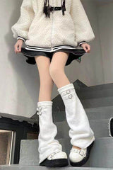Y2K Knee High Buckle Slouch Socks