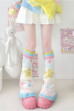 Y2K Candy Color Star Socks